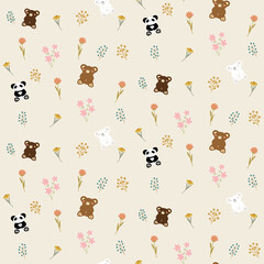 Bears and florals pattern 
