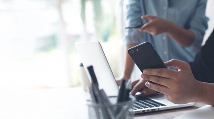 Startup business team working together, making a discussion at modern office