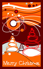 abstract illustration of Christmas tree and comet