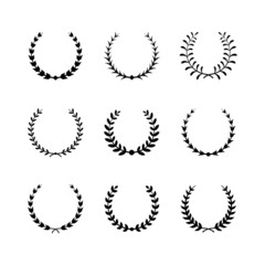 Set glyph icons of laurel wreath