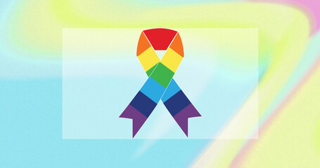 Image of rainbow ribbon over colorful background