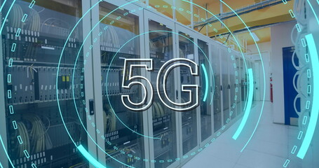 5G written in the middle of a futuristic circles 4k
