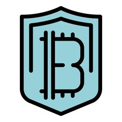 Shield cryptocurrency icon. Outline Shield cryptocurrency vector icon color flat isolated