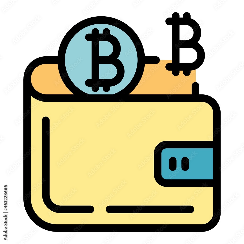 Poster blockchain wallet icon. outline blockchain wallet vector icon color flat isolated
