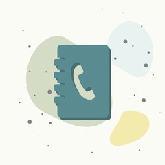Phone book. Vector icon of a notebook for recording telephone numbers on multicolored background.
