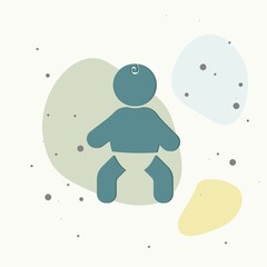 Vector icon of child. The symbol of a small man, a newborn on multicolored background.