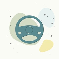 Vector icon of car steering wheel on multicolored background.