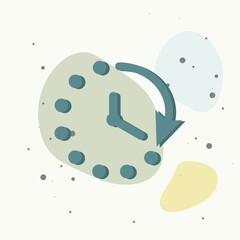 Clock vector icon. Symbol countdown on multicolored background.