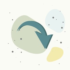 Arrow pointing down. Arrow vector icon on multicolored background.