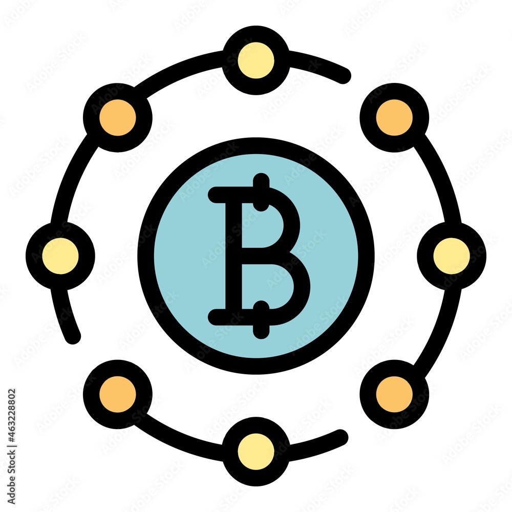 Poster blockchain scheme icon. outline blockchain scheme vector icon color flat isolated