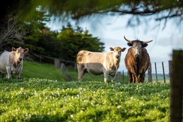 Cows in a field, grazing on pasture, in Australia