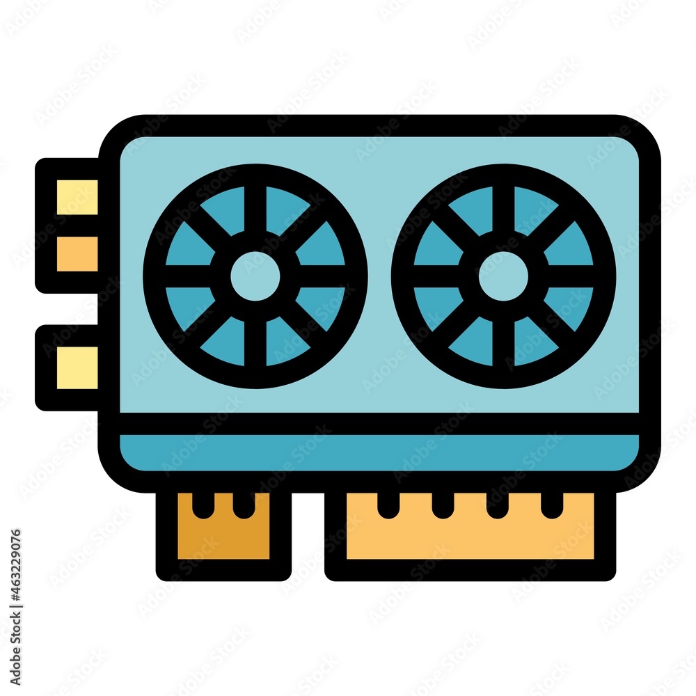 Aufkleber blockchain video card icon. outline blockchain video card vector icon color flat isolated