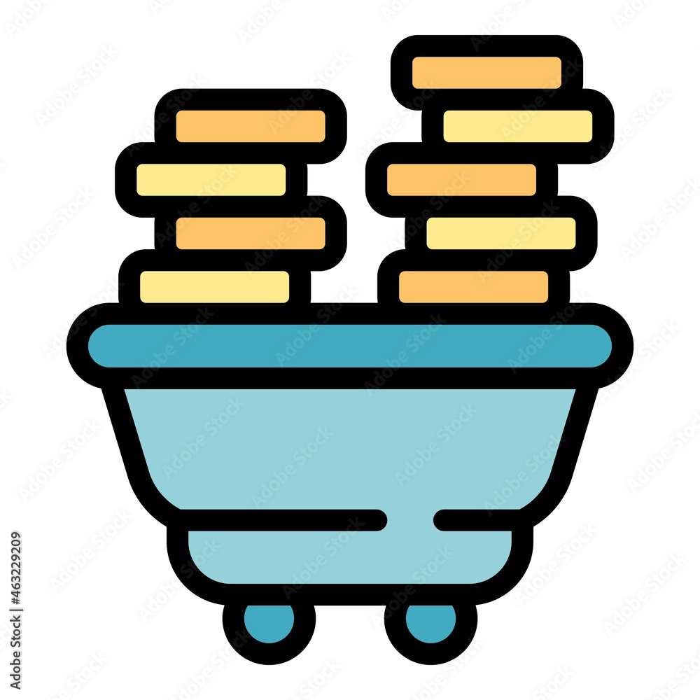 Poster blockchain mine cart icon. outline blockchain mine cart vector icon color flat isolated