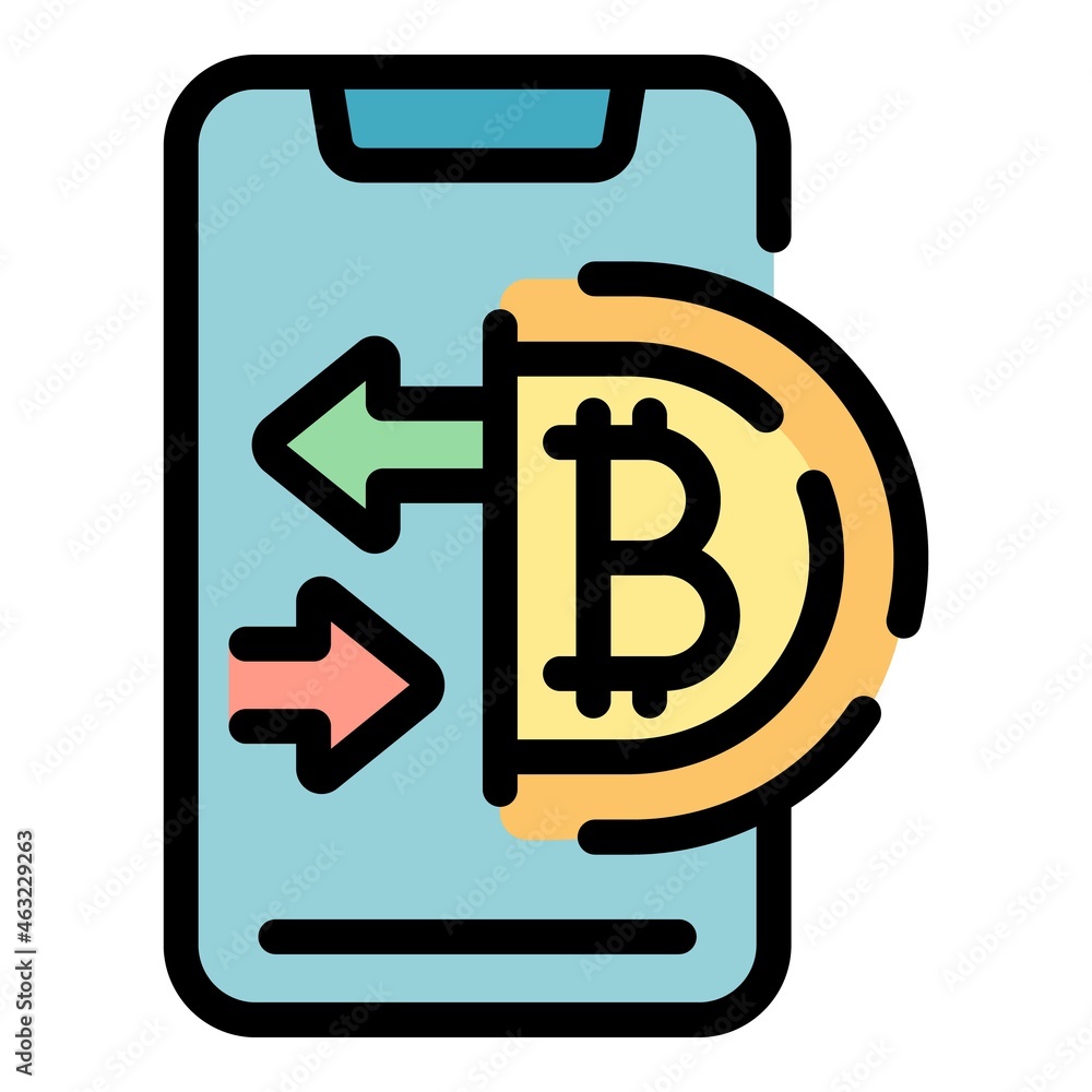 Aufkleber blockchain smartphone icon. outline blockchain smartphone vector icon color flat isolated