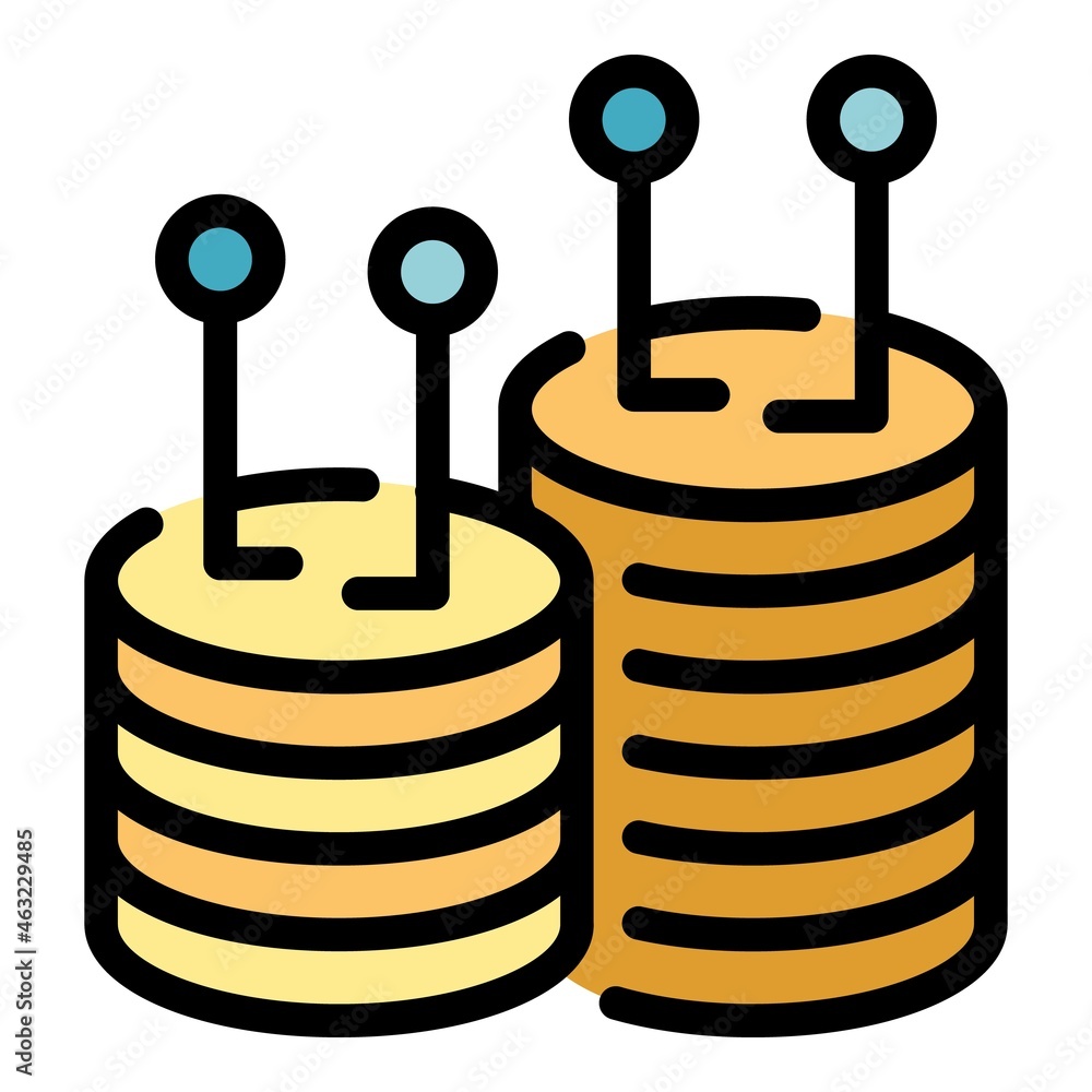 Poster blockchain server rack icon. outline blockchain server rack vector icon color flat isolated
