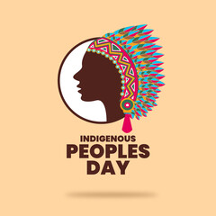 Indigenous peoples day greeting template, African, Indian, Dayak, warbonnet - obrazy, fototapety, plakaty
