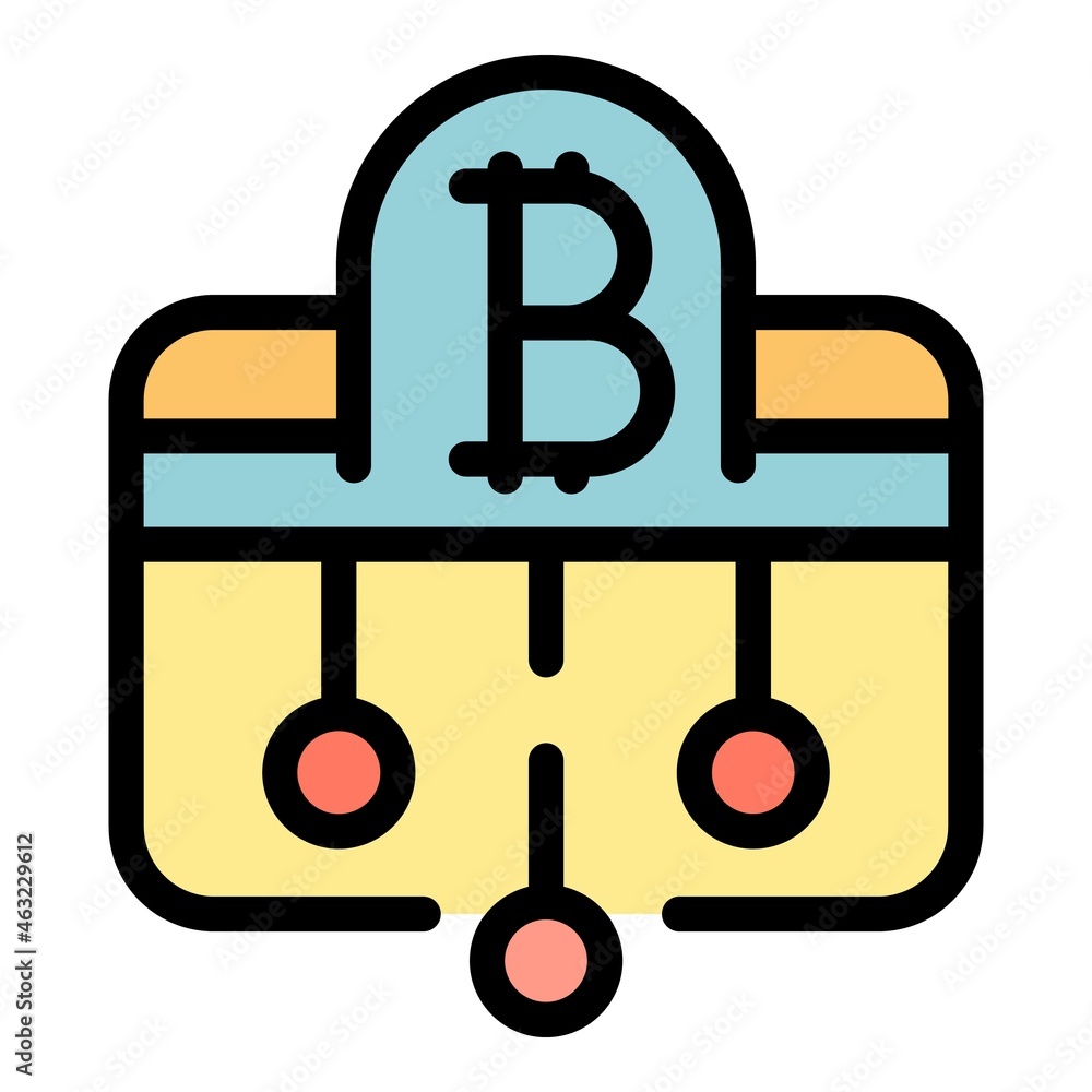 Poster blockchain credit card icon. outline blockchain credit card vector icon color flat isolated