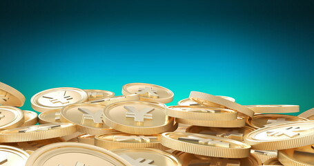 Image of gold coins on blue background