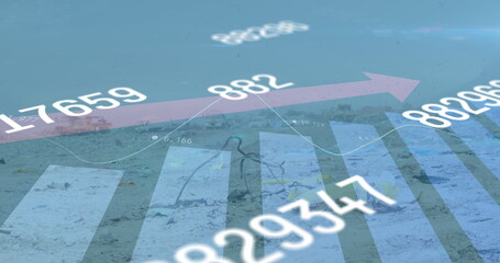 Digital composite image of multiple changing number and statistical data processing against landfill