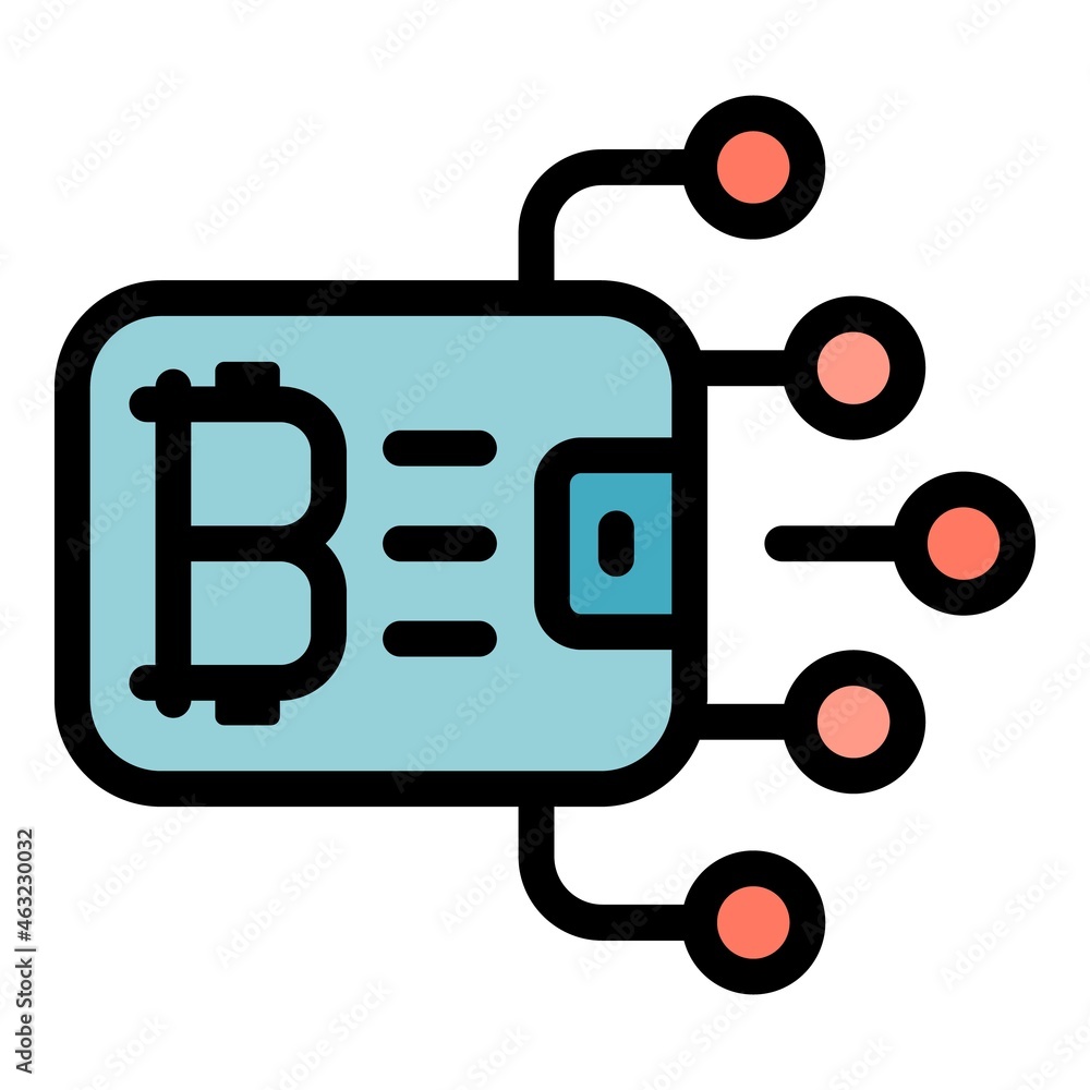 Poster blockchain online wallet icon. outline blockchain online wallet vector icon color flat isolated