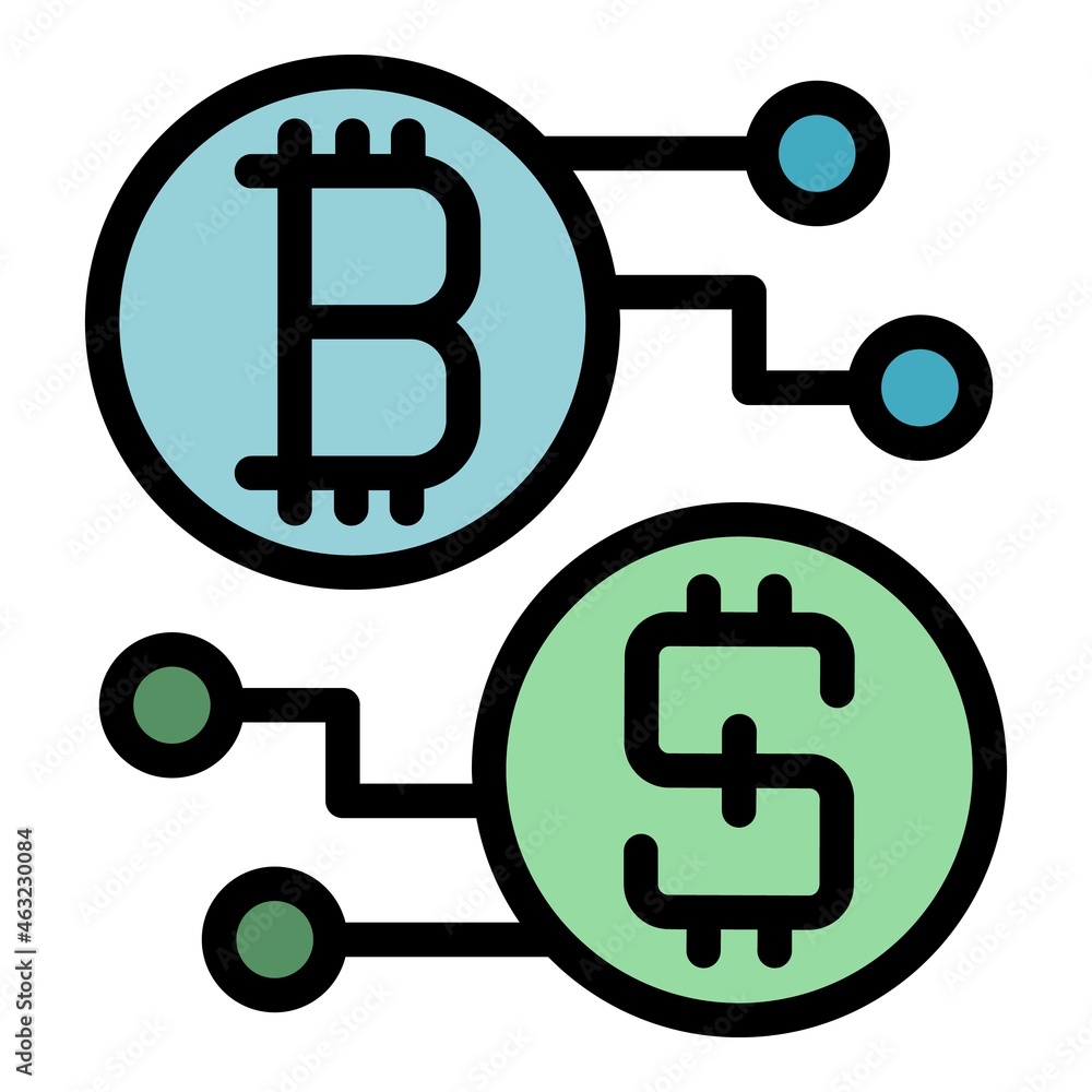 Poster blockchain scheme icon. outline blockchain scheme vector icon color flat isolated