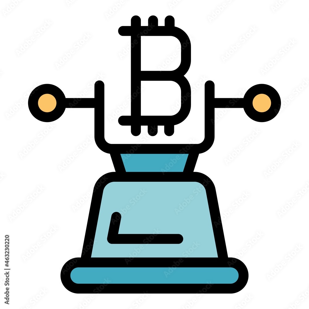 Poster bitcoin digital icon. outline bitcoin digital vector icon color flat isolated