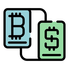 Bitcoin network icon. Outline Bitcoin network vector icon color flat isolated