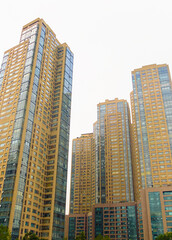 Fototapeta na wymiar Skyscraper building at South Korea - color processing