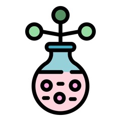 Chemical pot icon. Outline Chemical pot vector icon color flat isolated