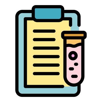 Clipboard Test Tube Icon. Outline Clipboard Test Tube Vector Icon Color Flat Isolated