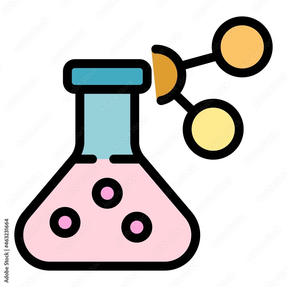 Poster nano molecule flask icon. outline nano molecule flask vector icon color flat isolated