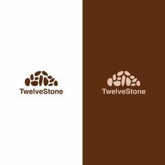 Abstract Pile of Twelve Grain Stones Logo in Simple Style Concept and Brown Color - Vector Illustration