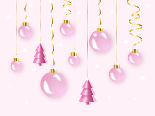 Happy New Year! background christmas tree decorations. 