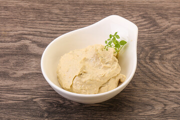 Vegan food - hummus with olive oil