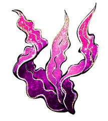 Glitter purple seaweed isolated illustration	
