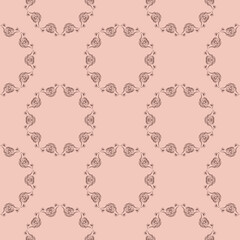 Seamless pink pattern with vintage ornament.