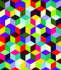 Seamless Pattern Cubes Geometric Multicolored Optical Illusion vector