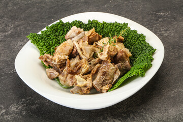 Baled lamb meat in the bowl