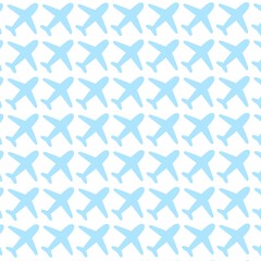 パターン　飛行機　水色