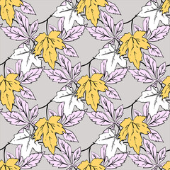 Vector - autumn leaves seamless pattern.