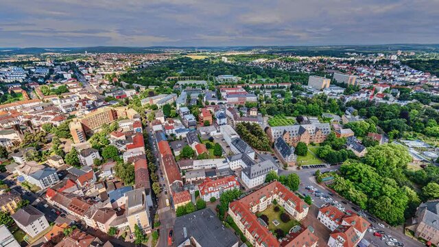 city of Gie&szlig;en Germany aerial turnaround