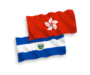 Flags of Republic of El Salvador and Hong Kong on a white background