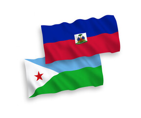 Flags of Republic of Haiti and Republic of Djibouti on a white background