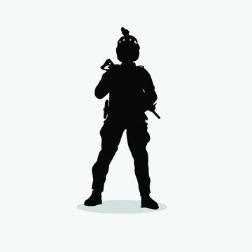 recommend clip art: Military vector illustration, Army background, soldiers silhouettes.Vector Policeman Tactical Shoot Illustration.