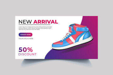 Sport fashion shoes brand product Social media banner post template