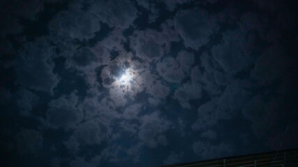 Night blue sky with clouds.