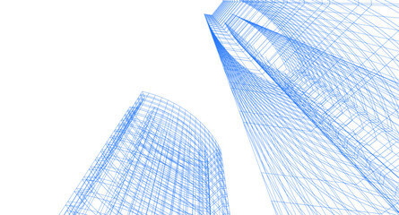 Obraz na płótnie Canvas modern architecture digital 3d drawing vector illustration
