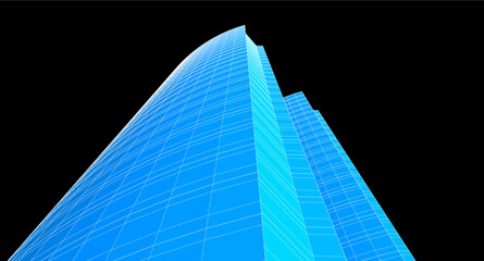 Fototapeta na wymiar modern architecture digital 3d drawing vector illustration