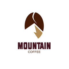 coffee and mountain logo. artistic coffee and mountain vector illustration