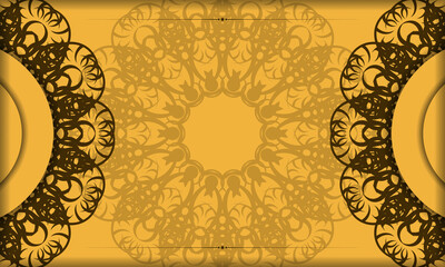 Yellow banner with luxurious brown pattern for logo design